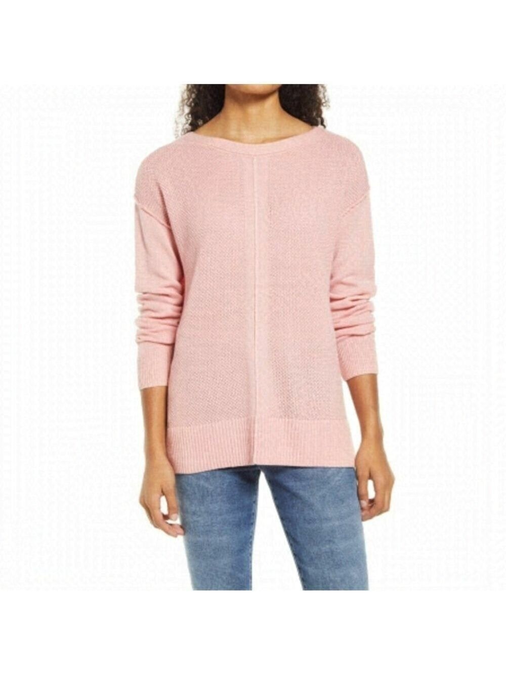 New caslon | Piqué Pullover Sweater In Pink Bride